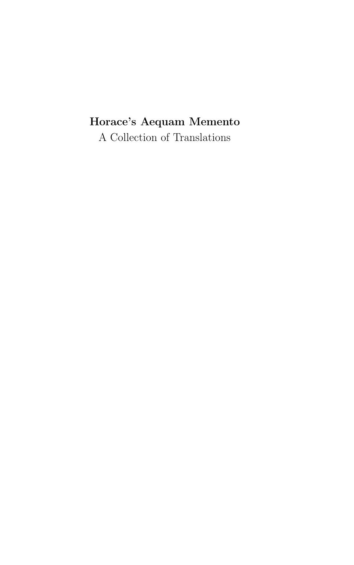 Cover of Horace’s Aequam Memento by Isaac Waisberg, editor
