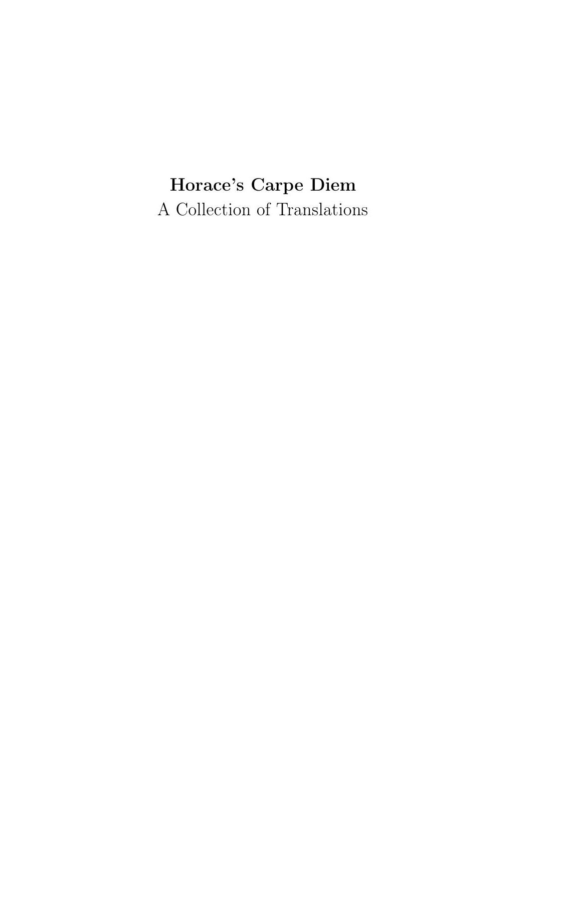 Cover of Horace’s Carpe Diem