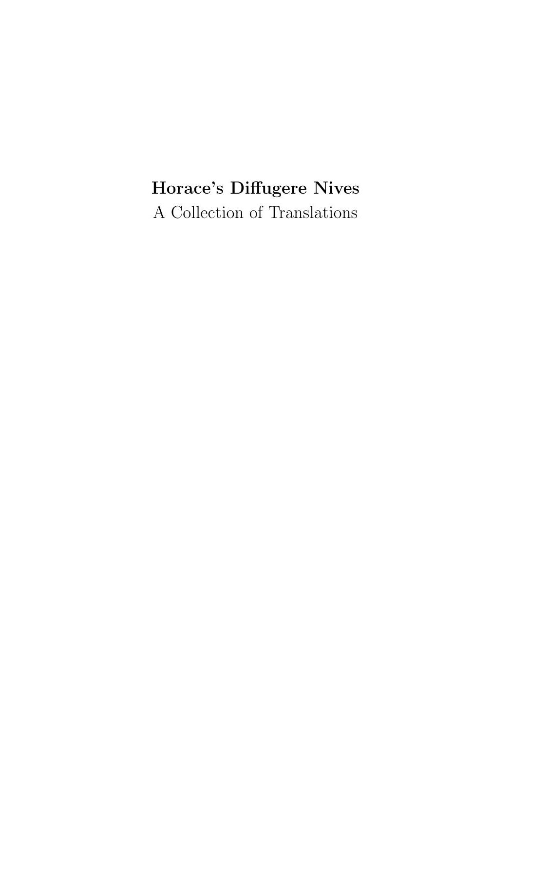 Cover of Horace’s Diffugere Nives by Isaac Waisberg, editor