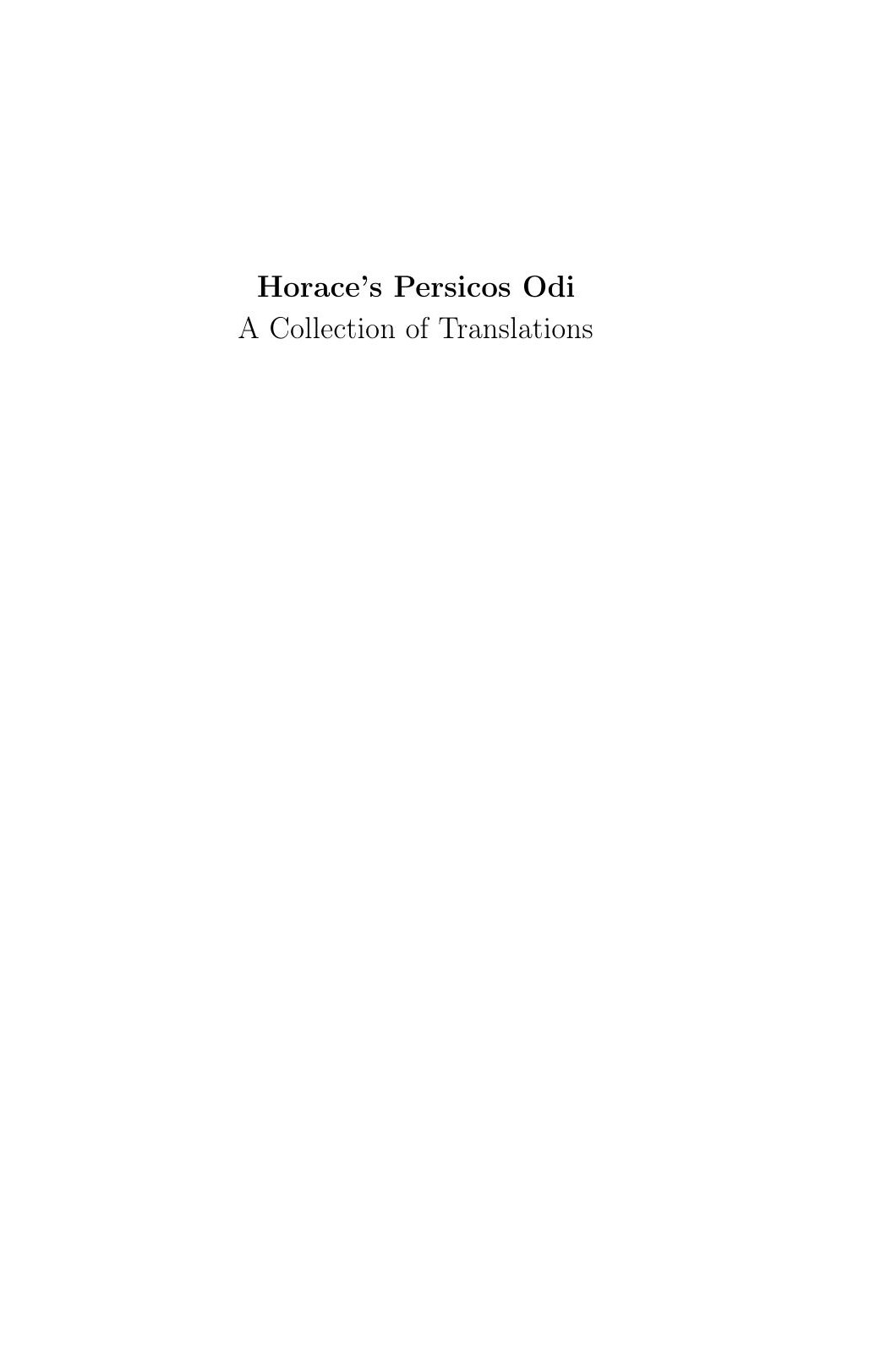 Cover of Horace’s Persicos Odi by Isaac Waisberg, editor