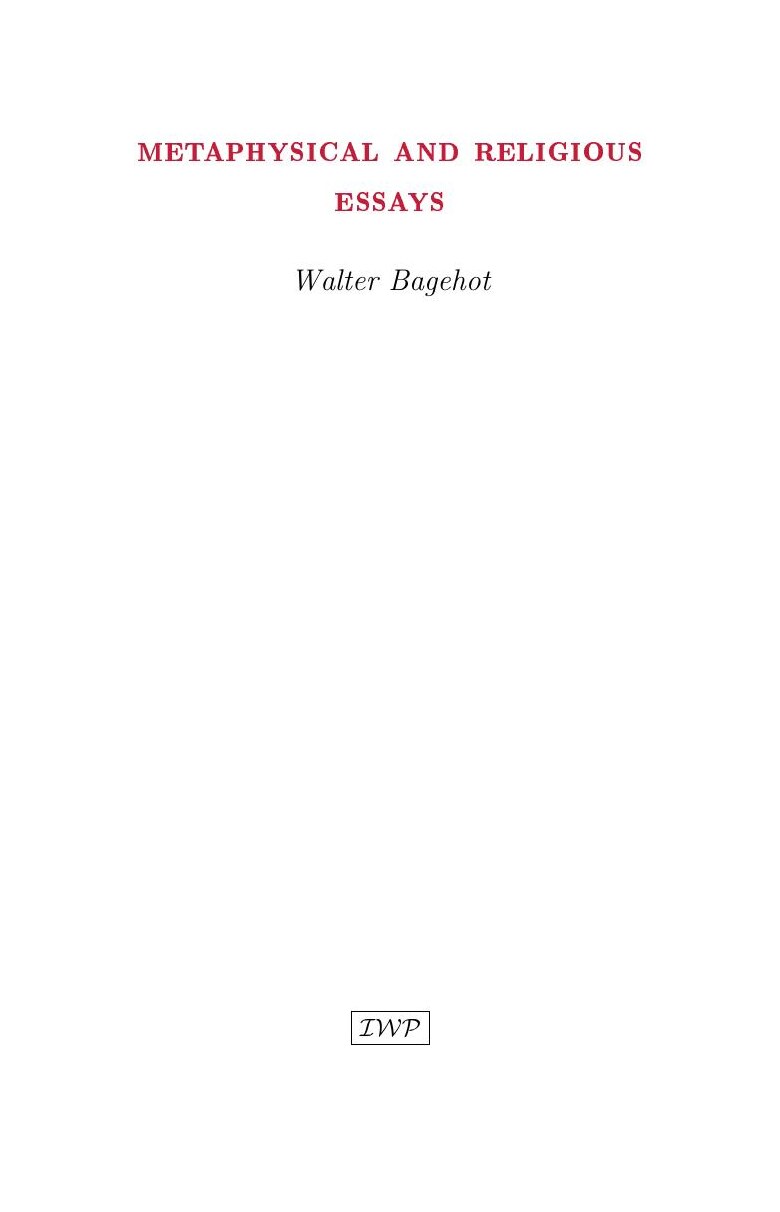 Cover of Metaphysical and Religious Essays by Walter Bagehot