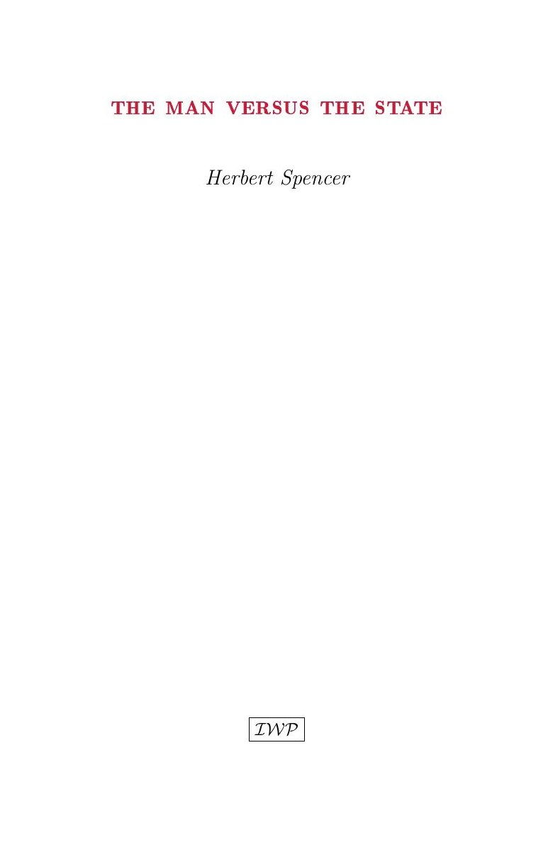 Cover of The Man Versus the State by Herbert Spencer