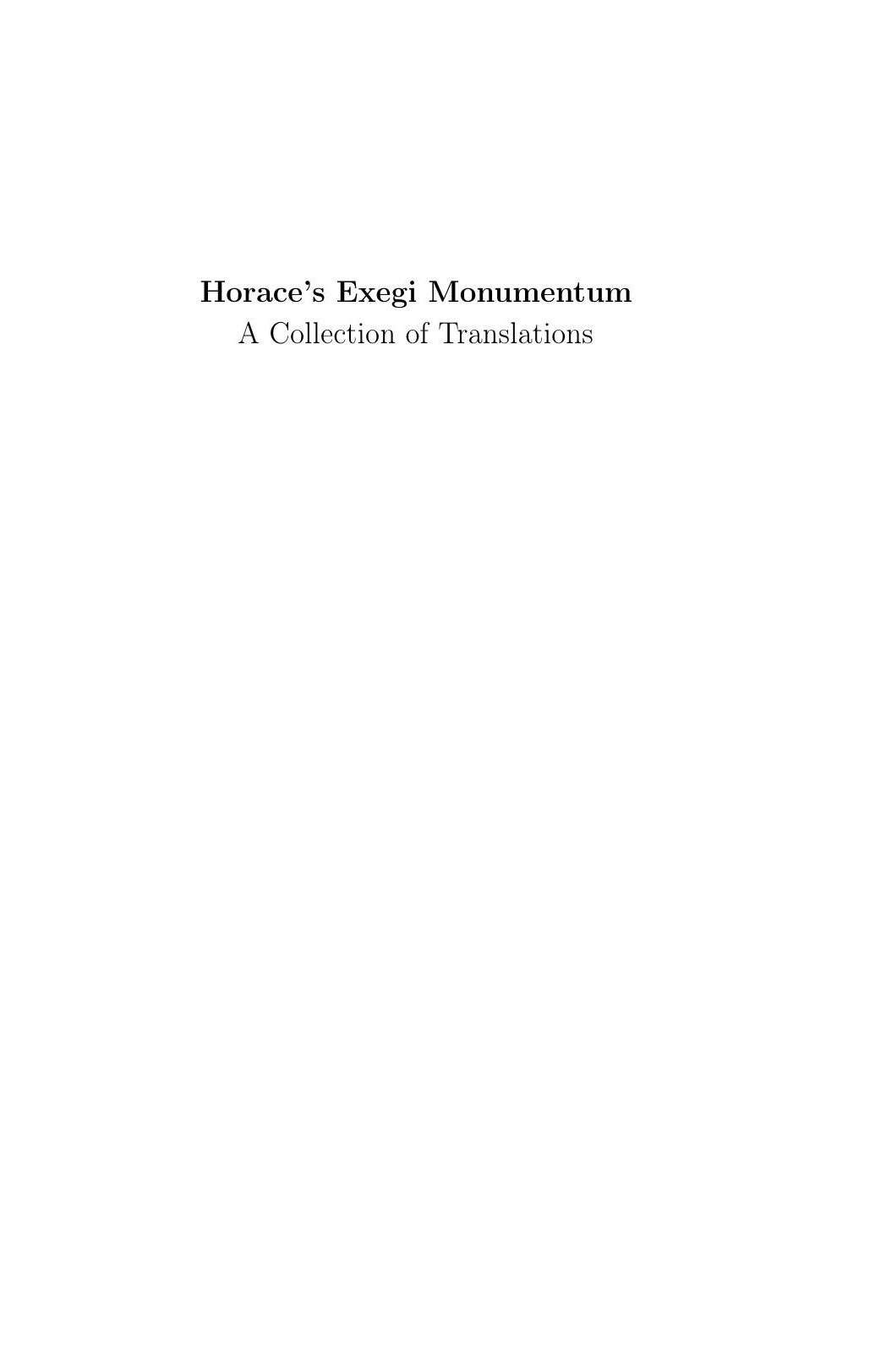 Cover of Horace’s Exegi Monumentum by Isaac Waisberg, editor