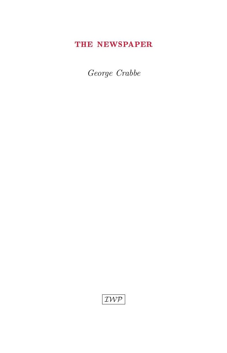 Cover of The Newspaper by George Crabbe
