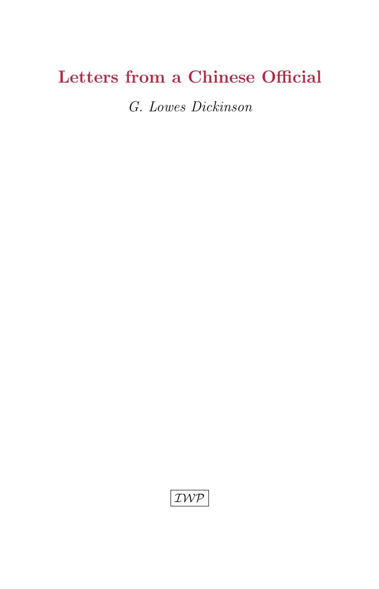 Cover of Letters from a Chinese Official by G. Lowes Dickinson
