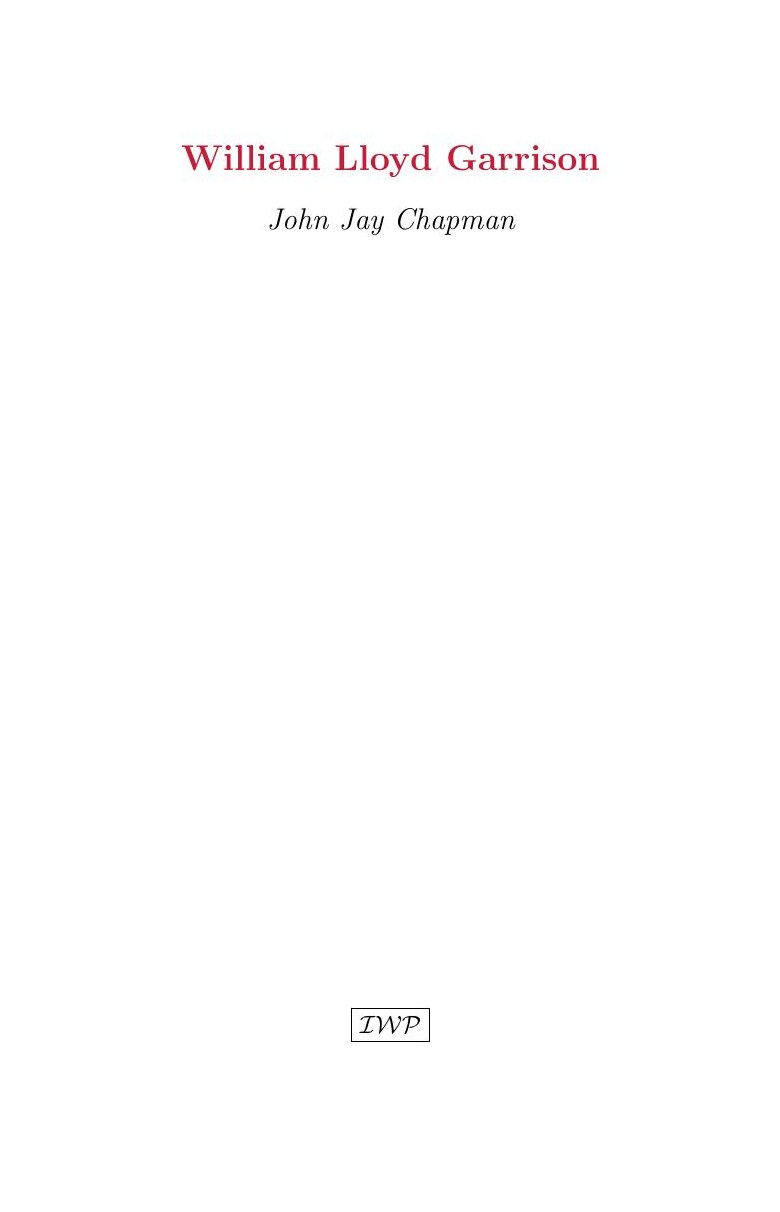 Cover of William Lloyd Garrison by John Jay Chapman