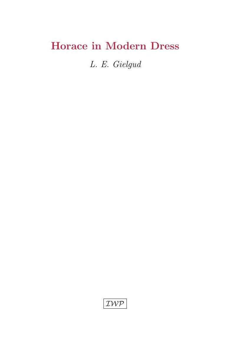 Cover of Horace in Modern Dress by L. E. Gielgud