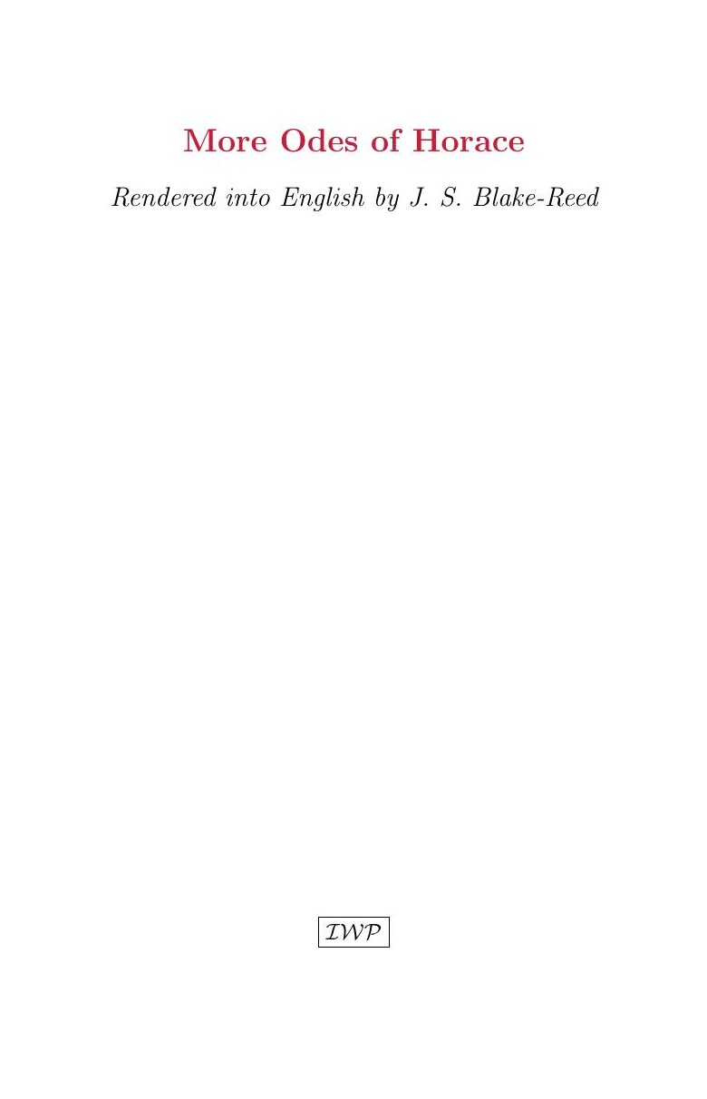 Cover of More Odes of Horace by J. S. Blake-Reed