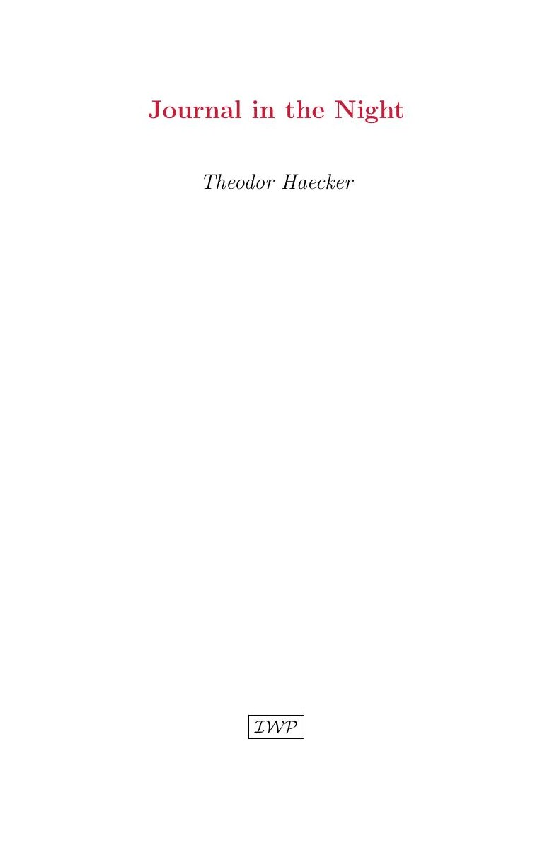 Cover of Journal in the Night by Theodor Haecker