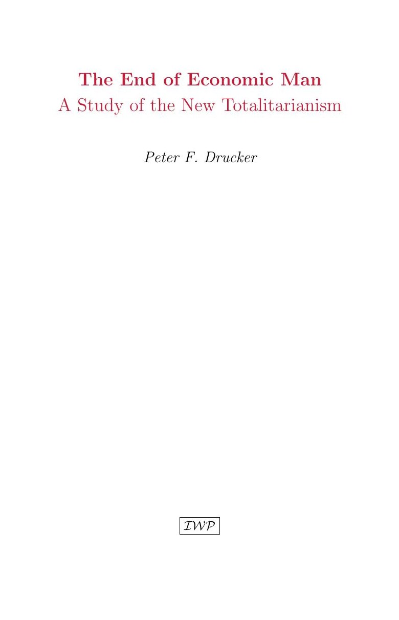 Cover of The End of Economic Man by Peter F. Drucker