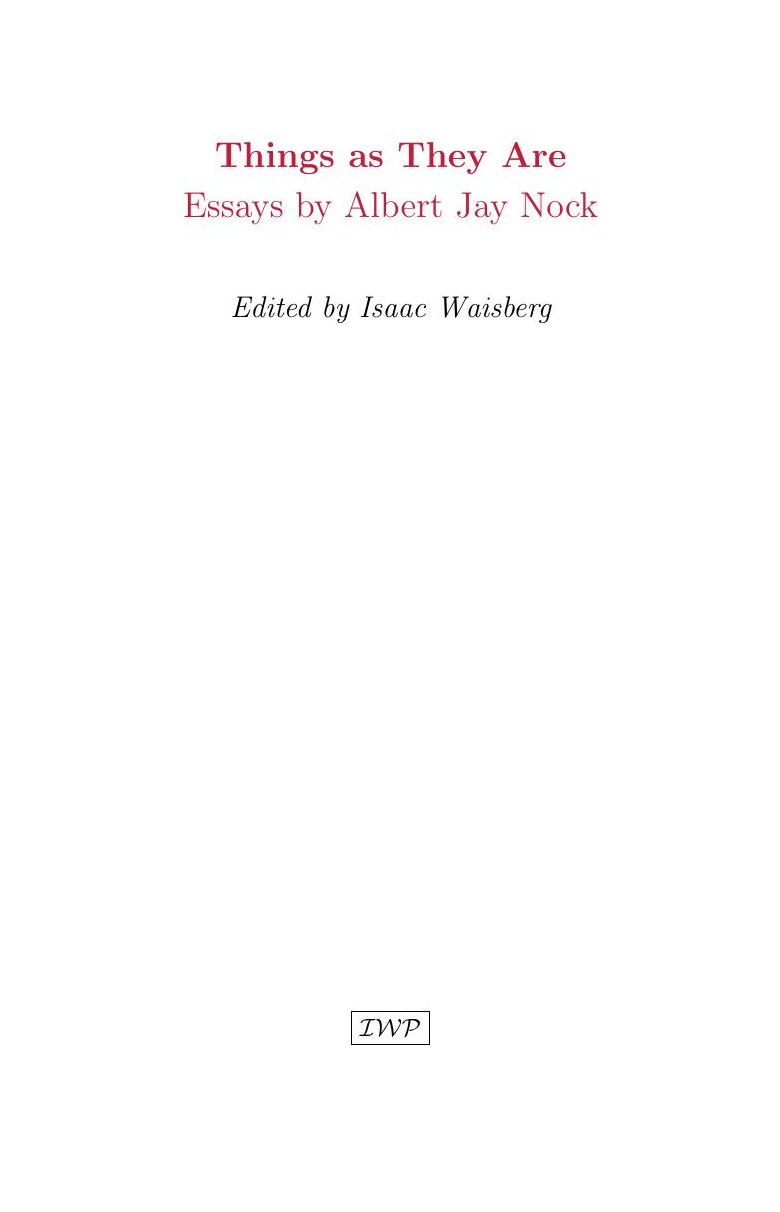 Cover of Things as They Are by Albert Jay Nock