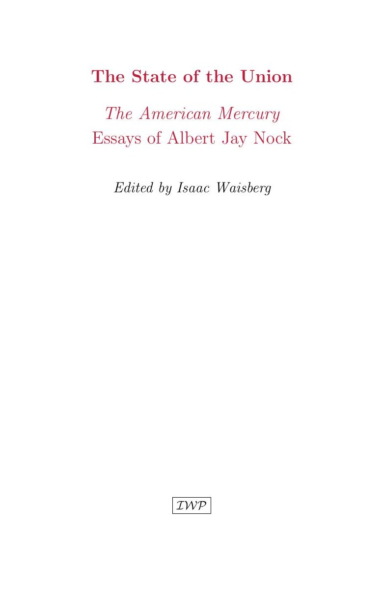 Cover of State of the Union by Albert Jay Nock