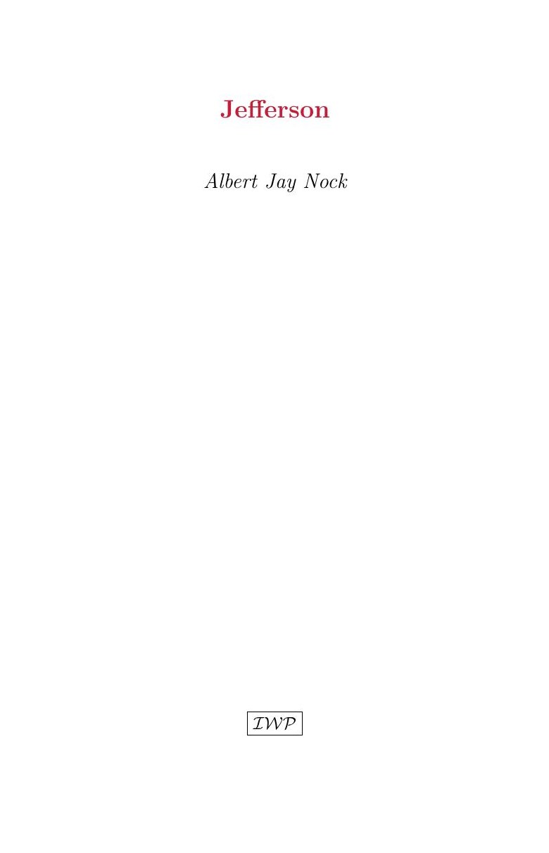 Cover of Jefferson by Albert Jay Nock