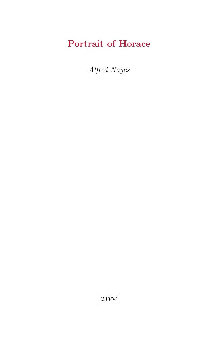 Cover of Portrait of Horace by Alfred Noyes