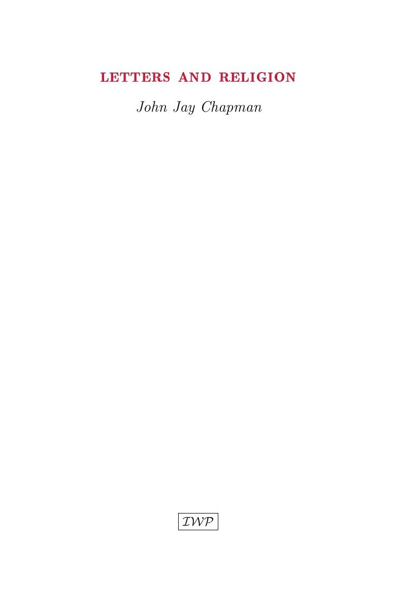 Cover of Letters and Religion by John Jay Chapman