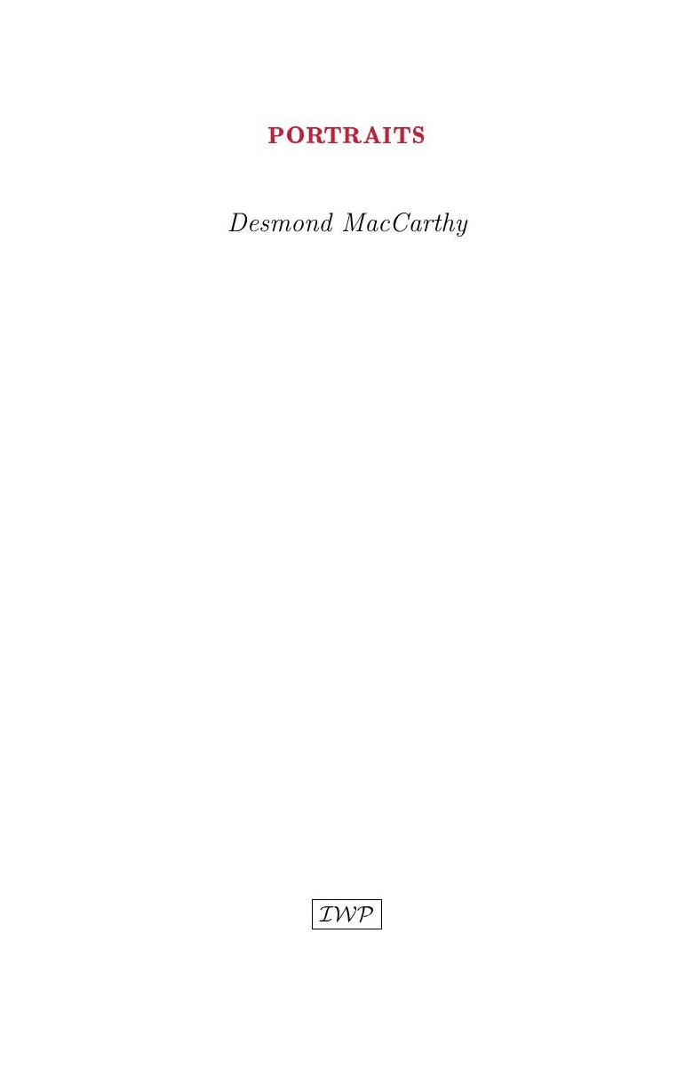 Cover of Portraits by Desmond MacCarthy