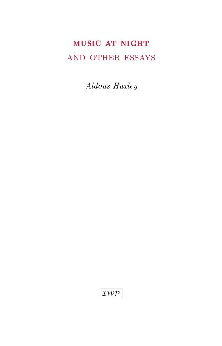 Cover of Music at Night by Aldous Huxley