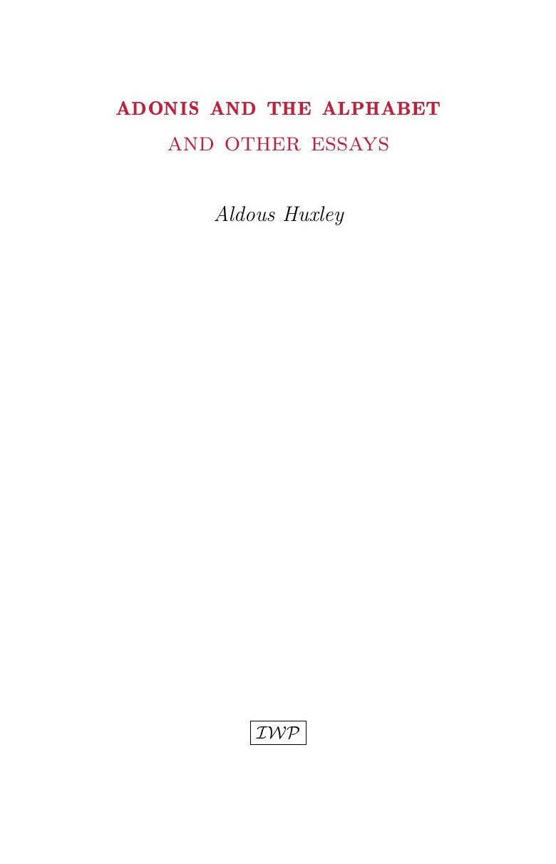 Cover of Adonis and the Alphabet by Aldous Huxley