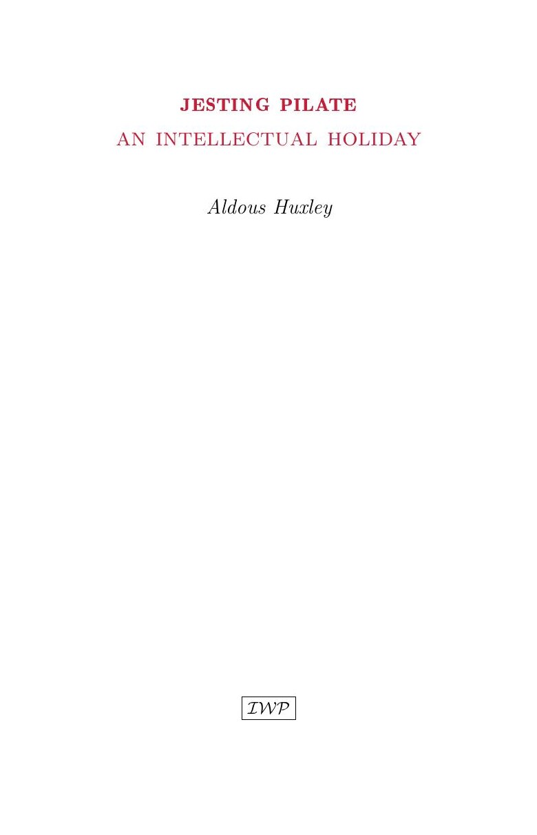 Cover of Jesting Pilate by Aldous Huxley