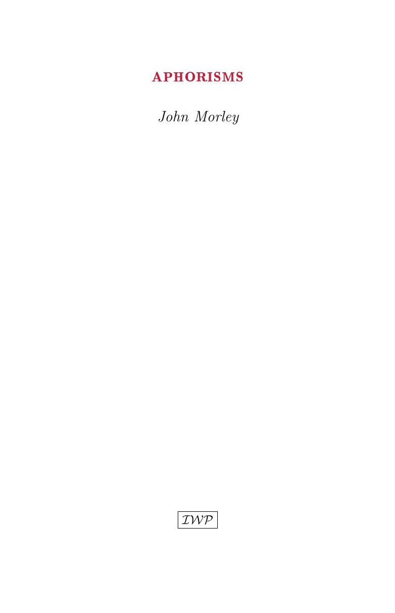 Cover of Aphorisms by John Morley