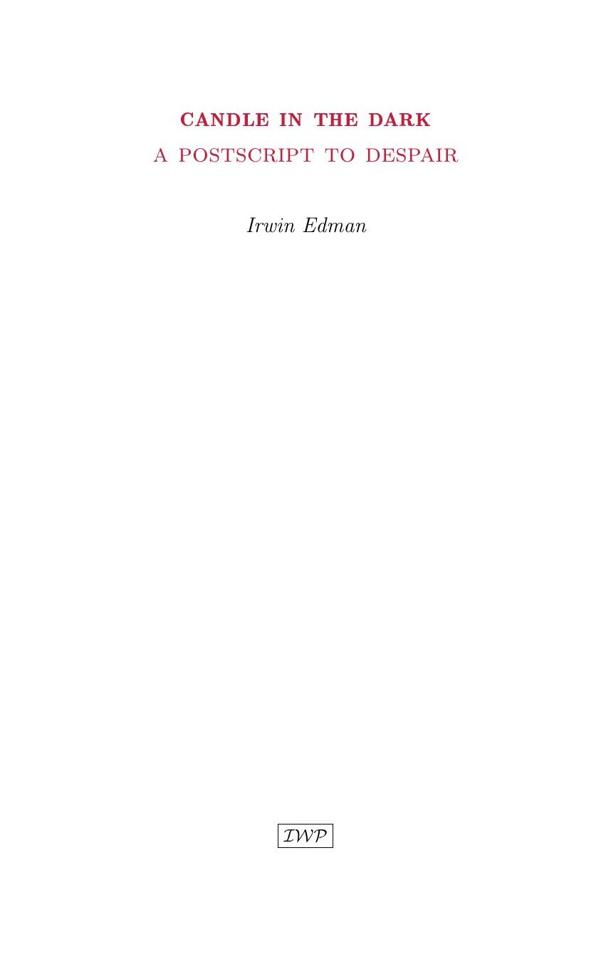 Cover of Candle in the Dark by Irwin Edman