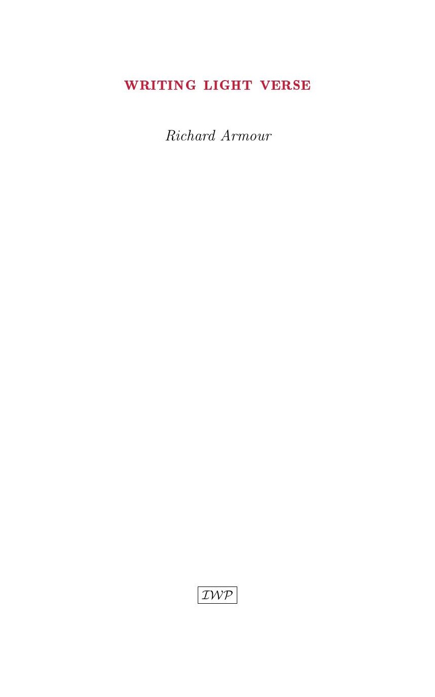Cover of Writing Light Verse by Richard Armour
