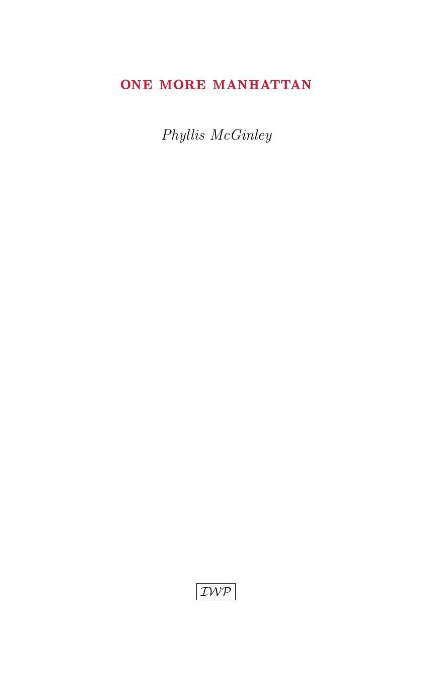 Cover of One More Manhattan by Phyllis McGinley