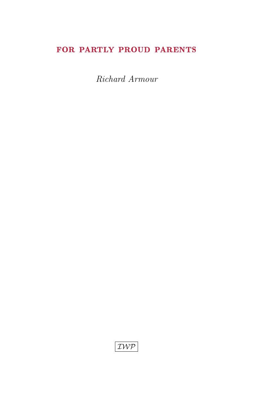 Cover of For Partly Proud Parents by Richard Armour