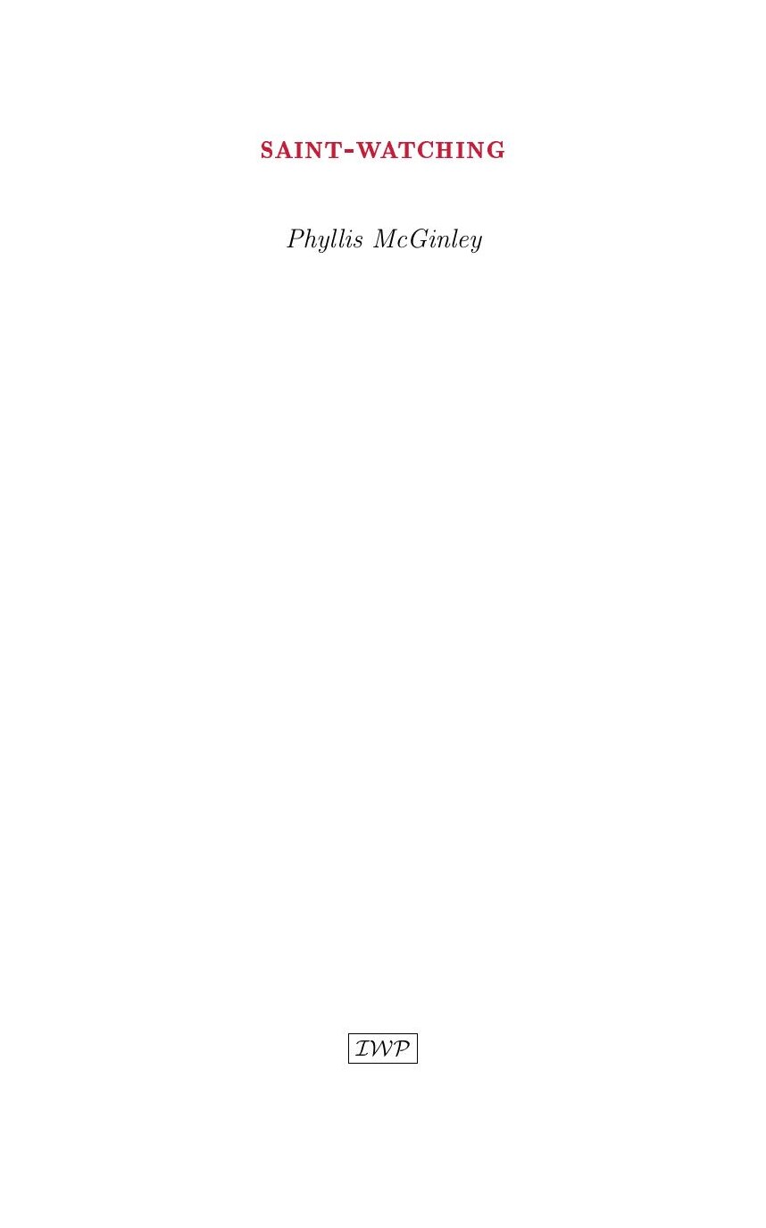 Cover of Saint-Watching by Phyllis McGinley