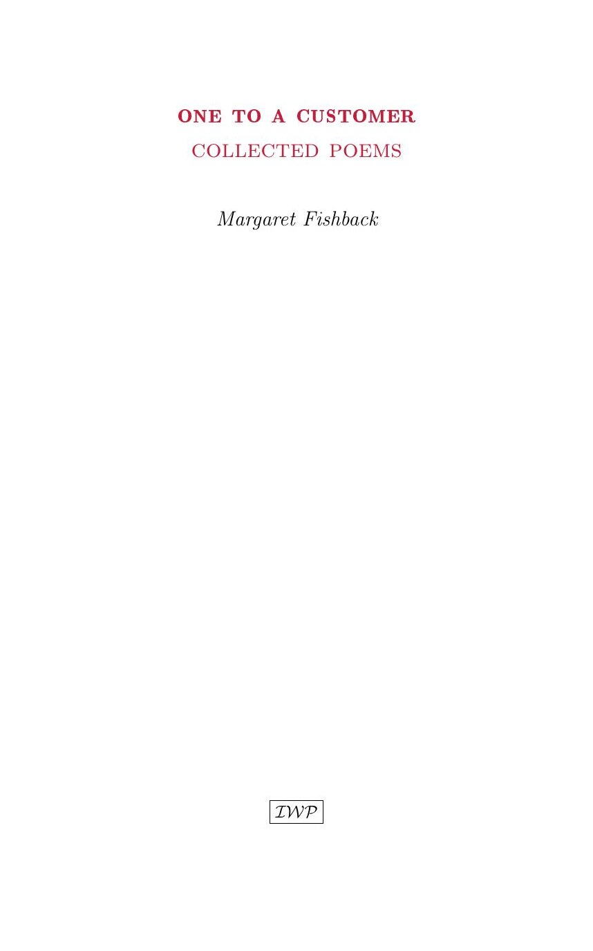 Cover of One to a Customer by Margaret Fishback