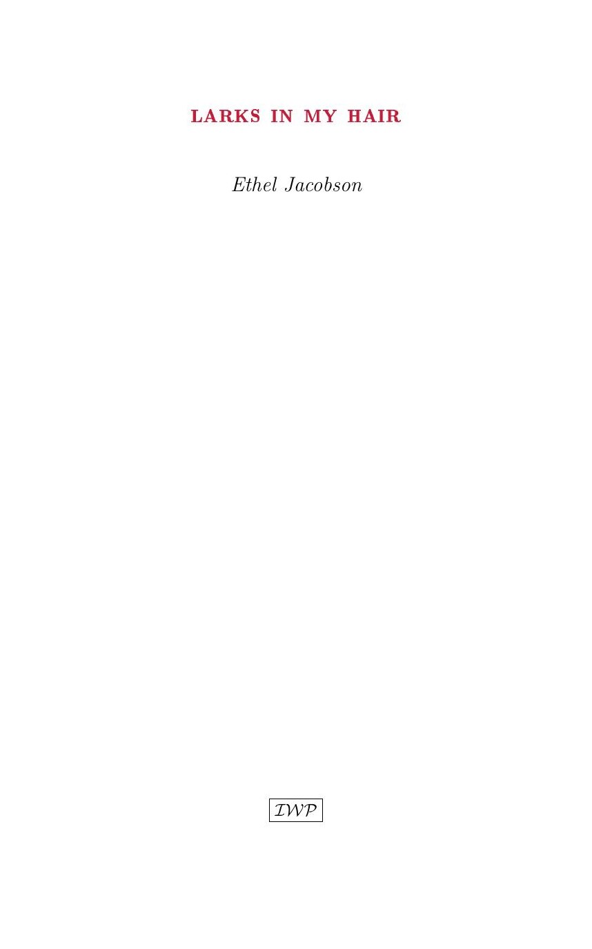Cover of Larks in My Hair by Ethel Jacobson