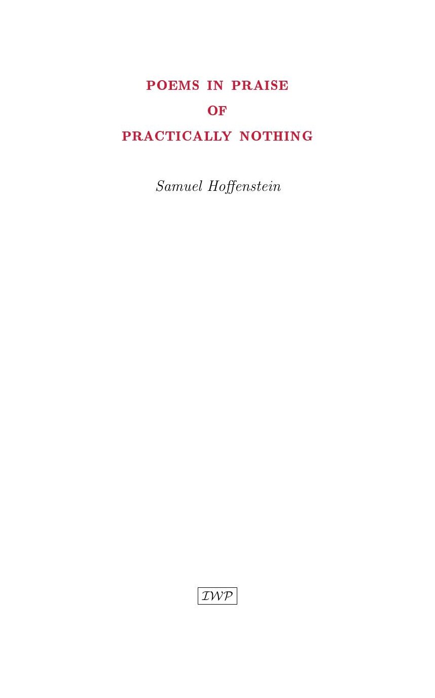 Cover of Poems in Praise of Practically Nothing by Samuel Hoffenstein