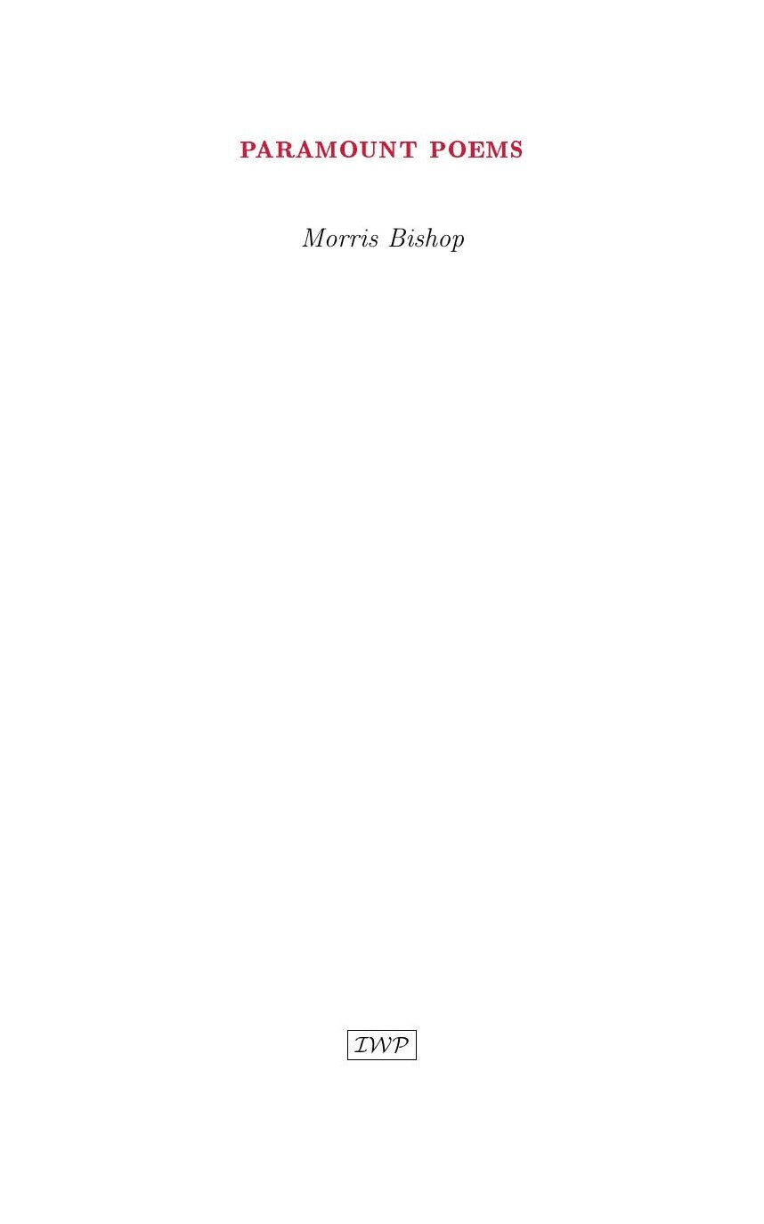 Cover of Paramount Poems by Morris Bishop