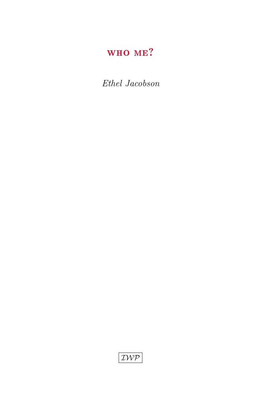 Cover of Who Me by Ethel Jacobson