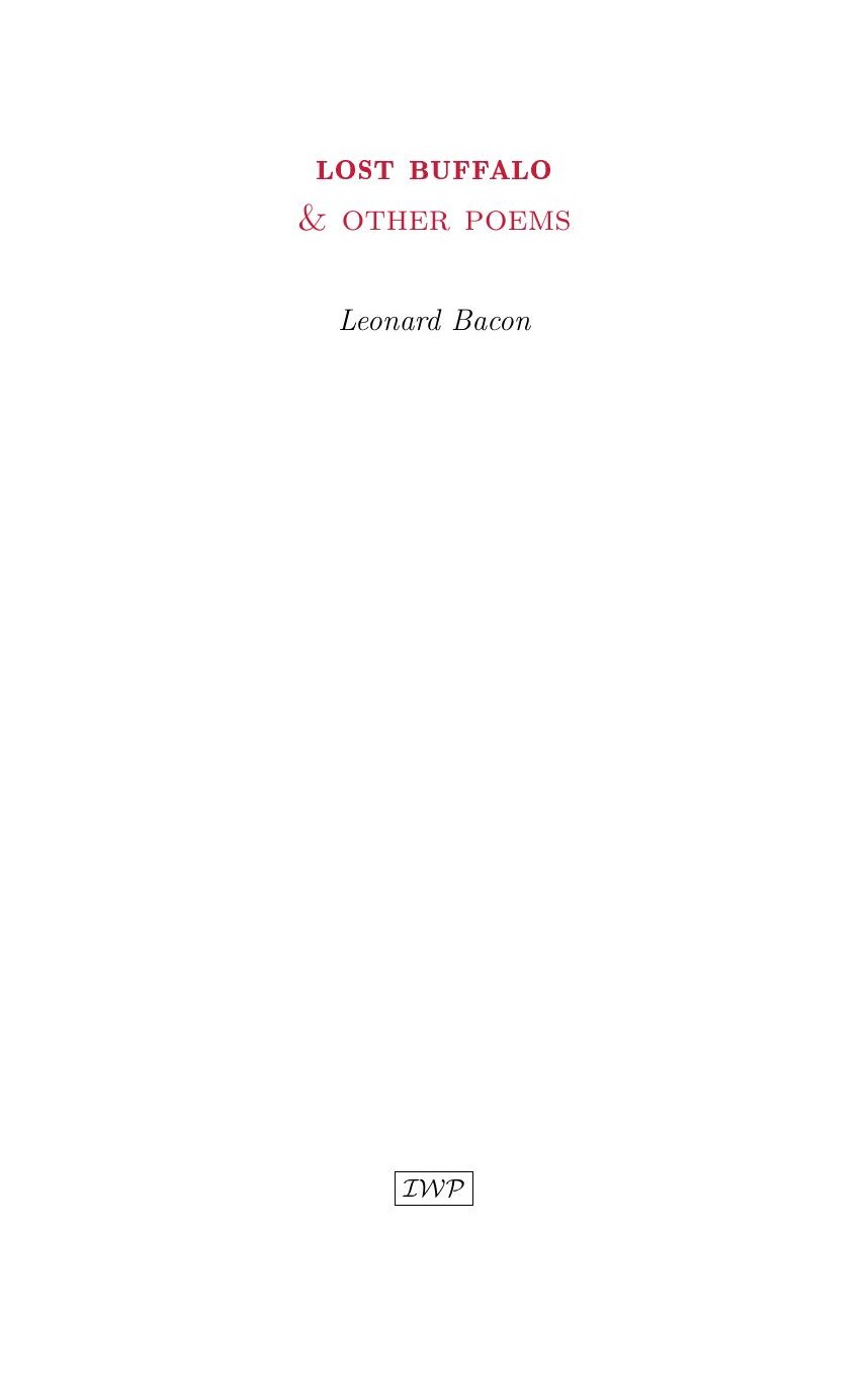 Cover of Lost Buffalo and Other Poems by Leonard Bacon