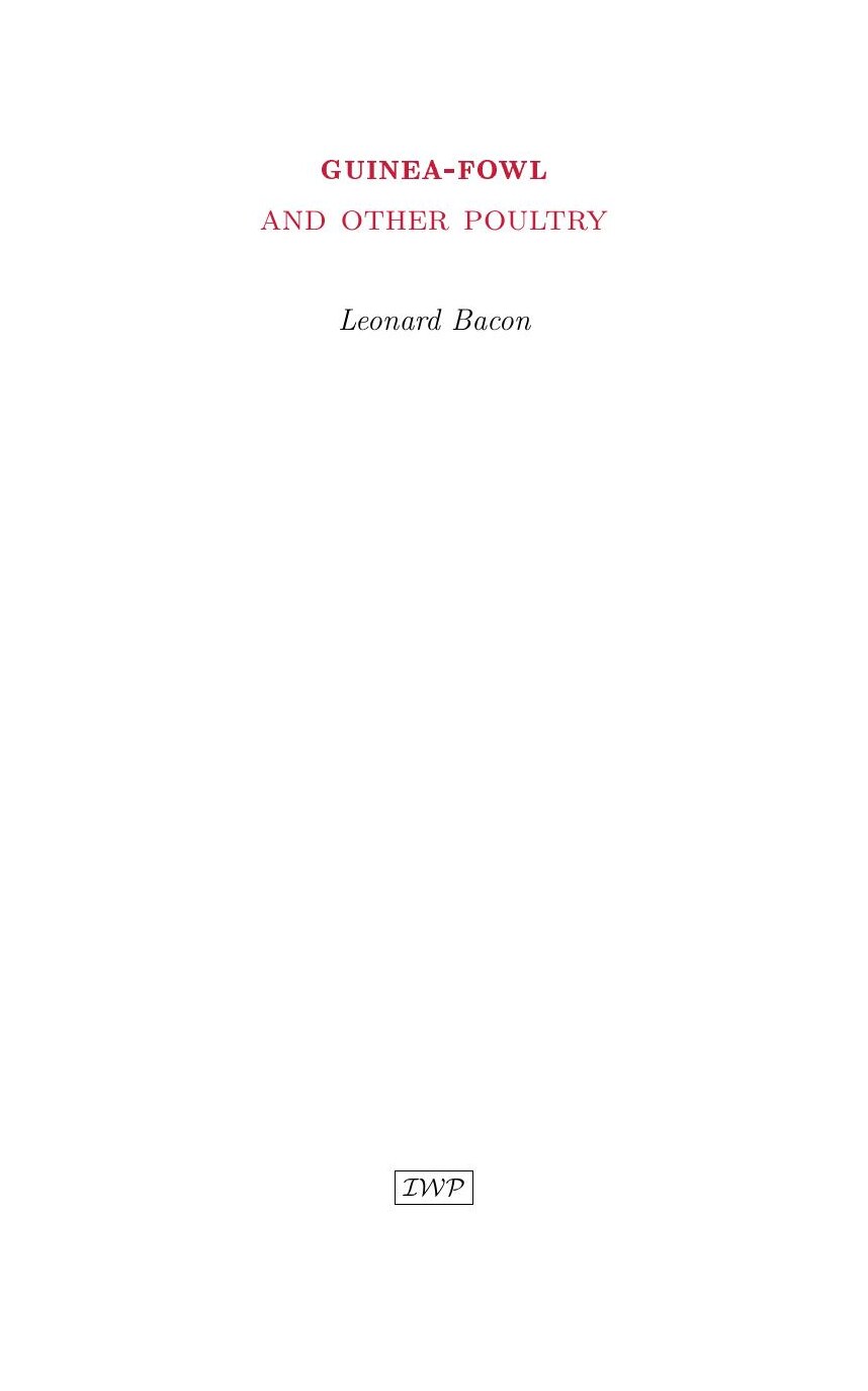 Cover of Guinea-Fowl and Other Poultry by Leonard Bacon