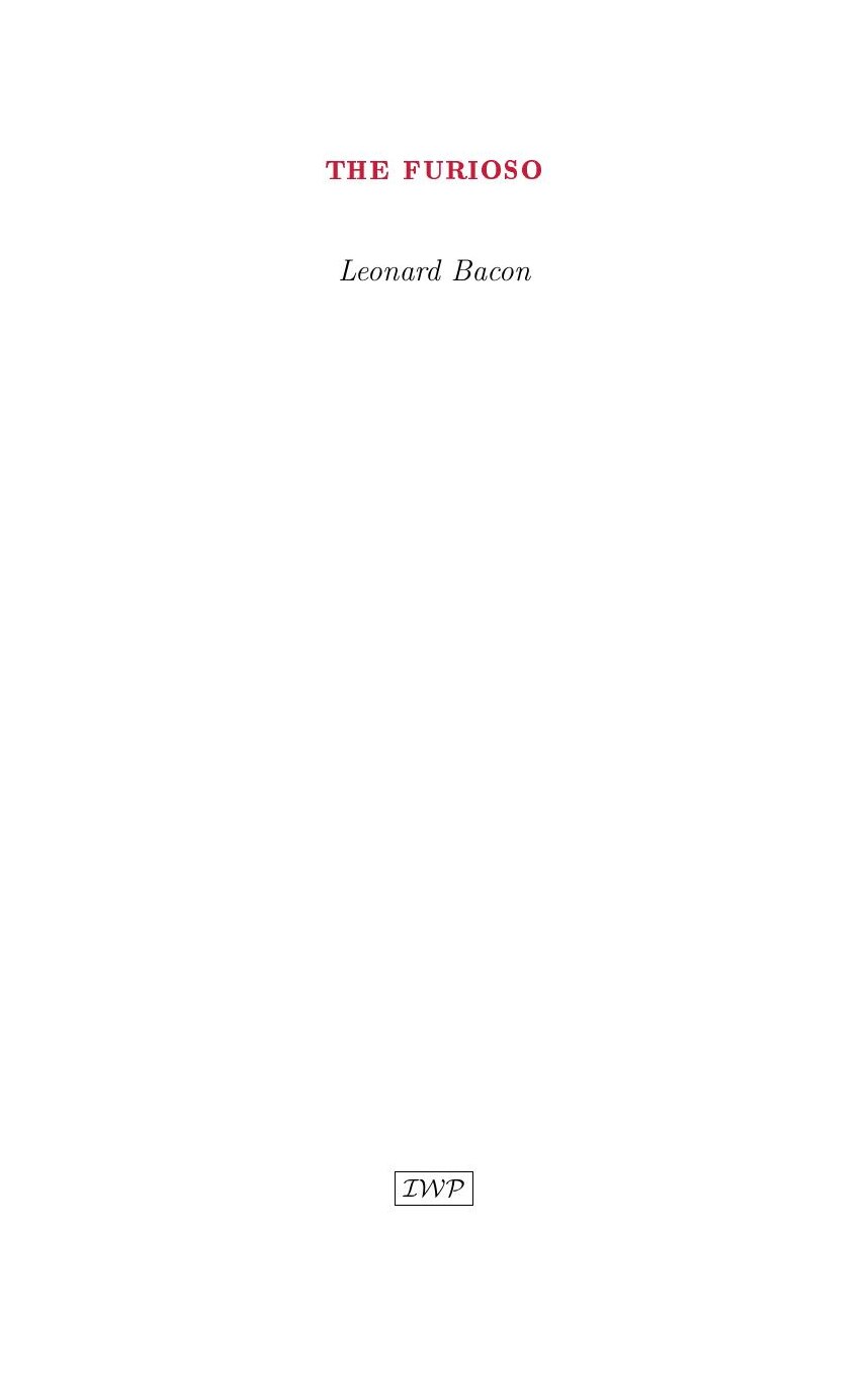 Cover of The Furioso by Leonard Bacon