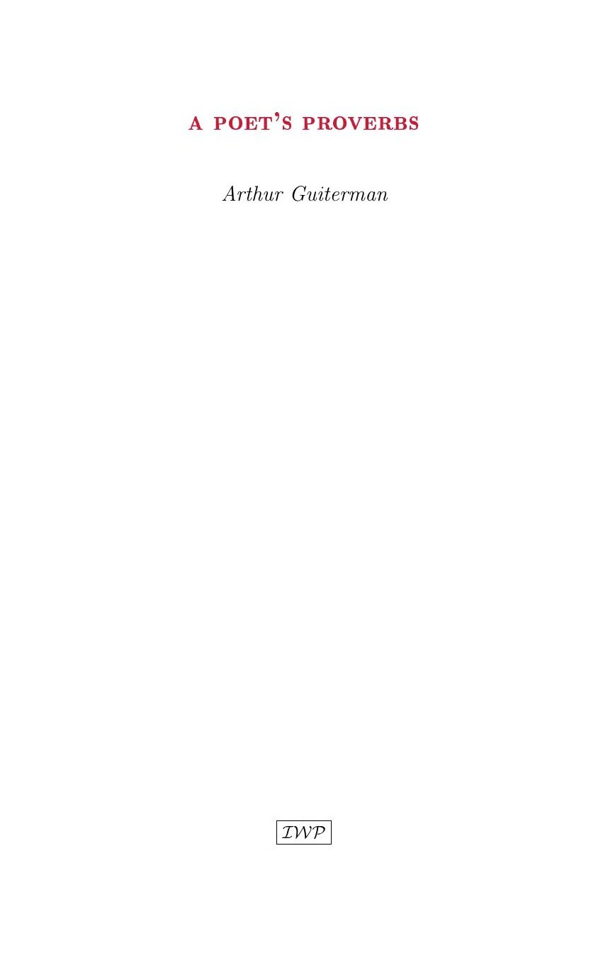 Cover of A Poet’s Proverbs by Arthur Guiterman