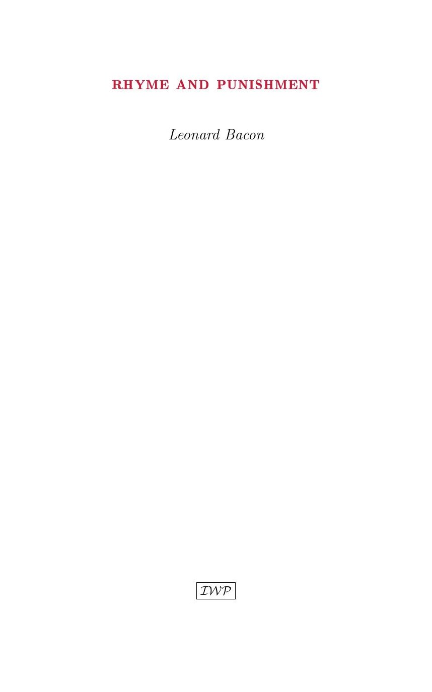 Cover of Rhyme and Punishment by Leonard Bacon
