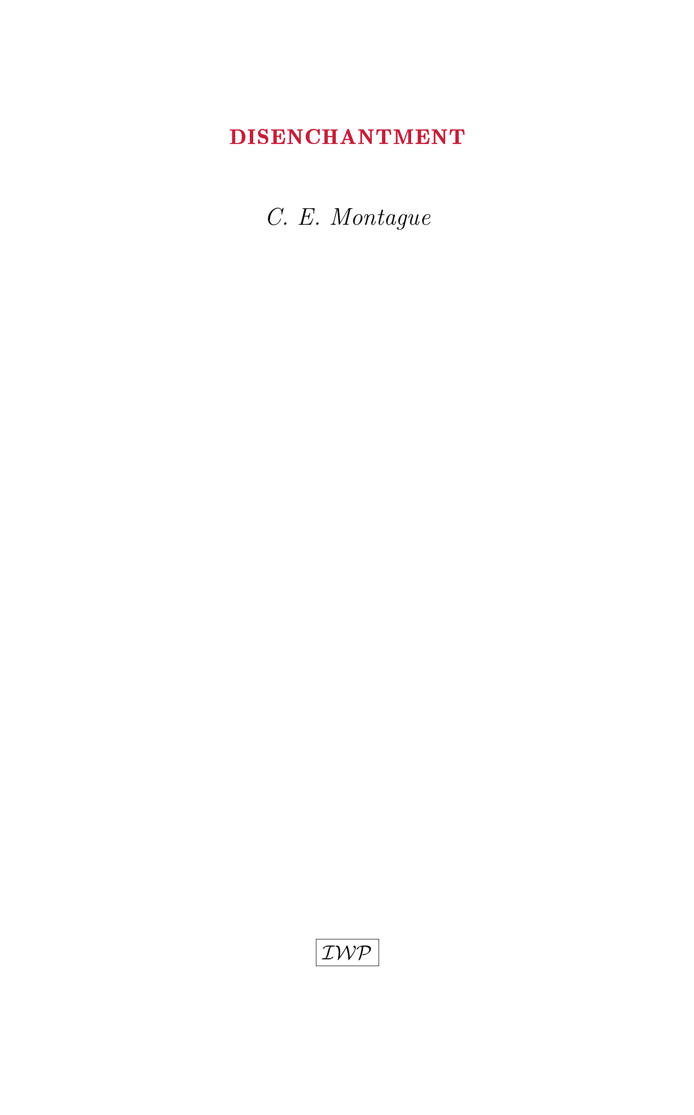 Cover of Disenchantment by C. E. Montague